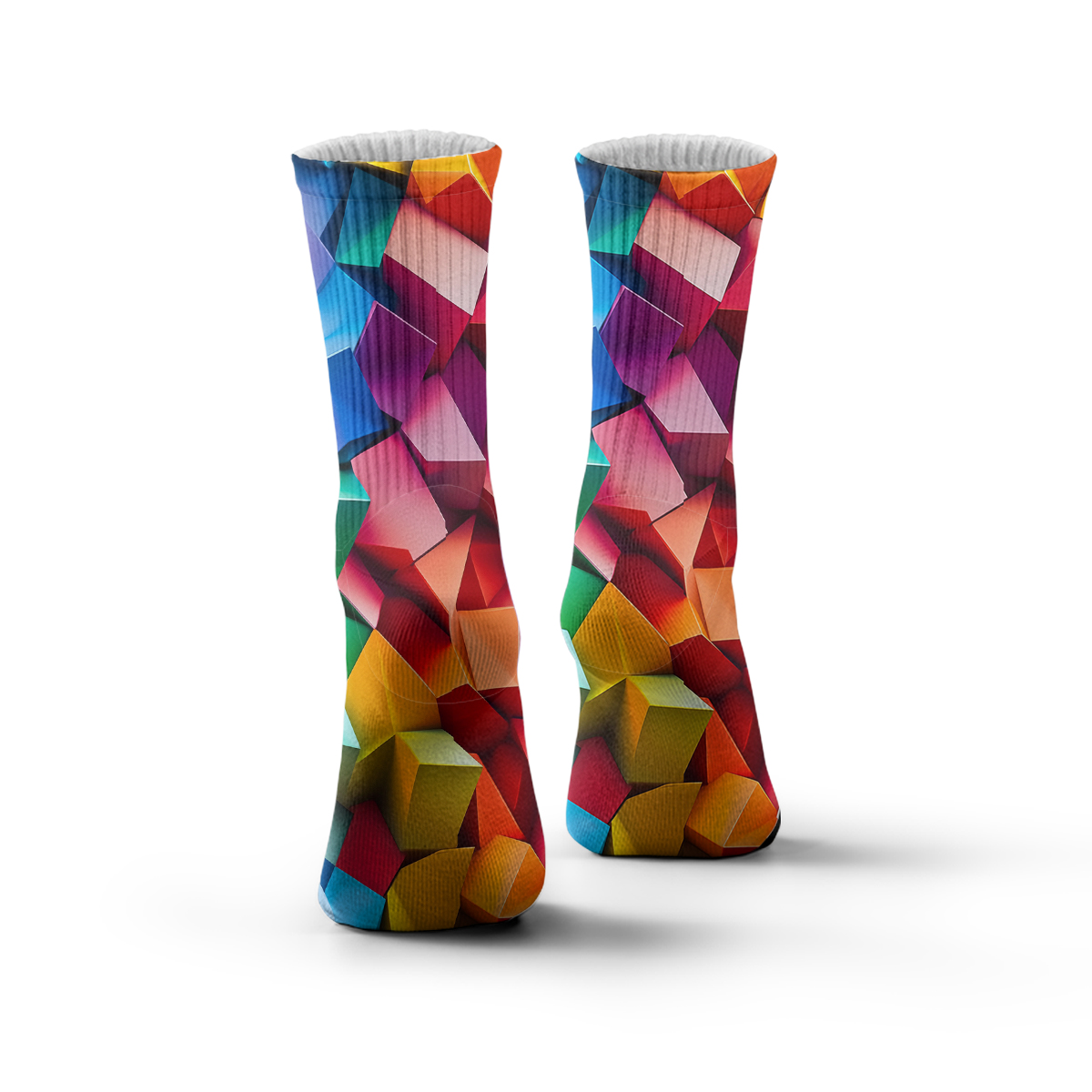 Colorful Geometric Cube Unisex Tube Designer Socks C121