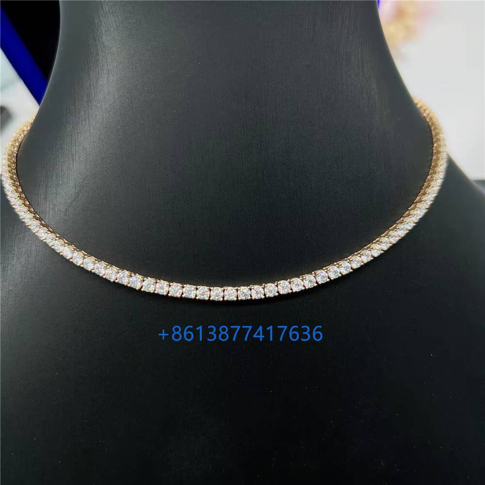 Factory Price 10K White Yellow Gold Diamond Gold Tennis Necklace 3mm 18 20 22 GRA Certificated VVS Moissanite Tennis Chain