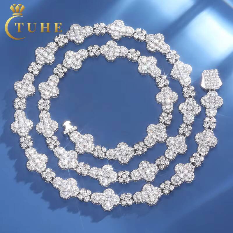 GRA Certificated Cross Collection 10mm Vvs Moissanite Diamond White Gold Plated 925 Sterling Silver Waterproof Cross Necklace