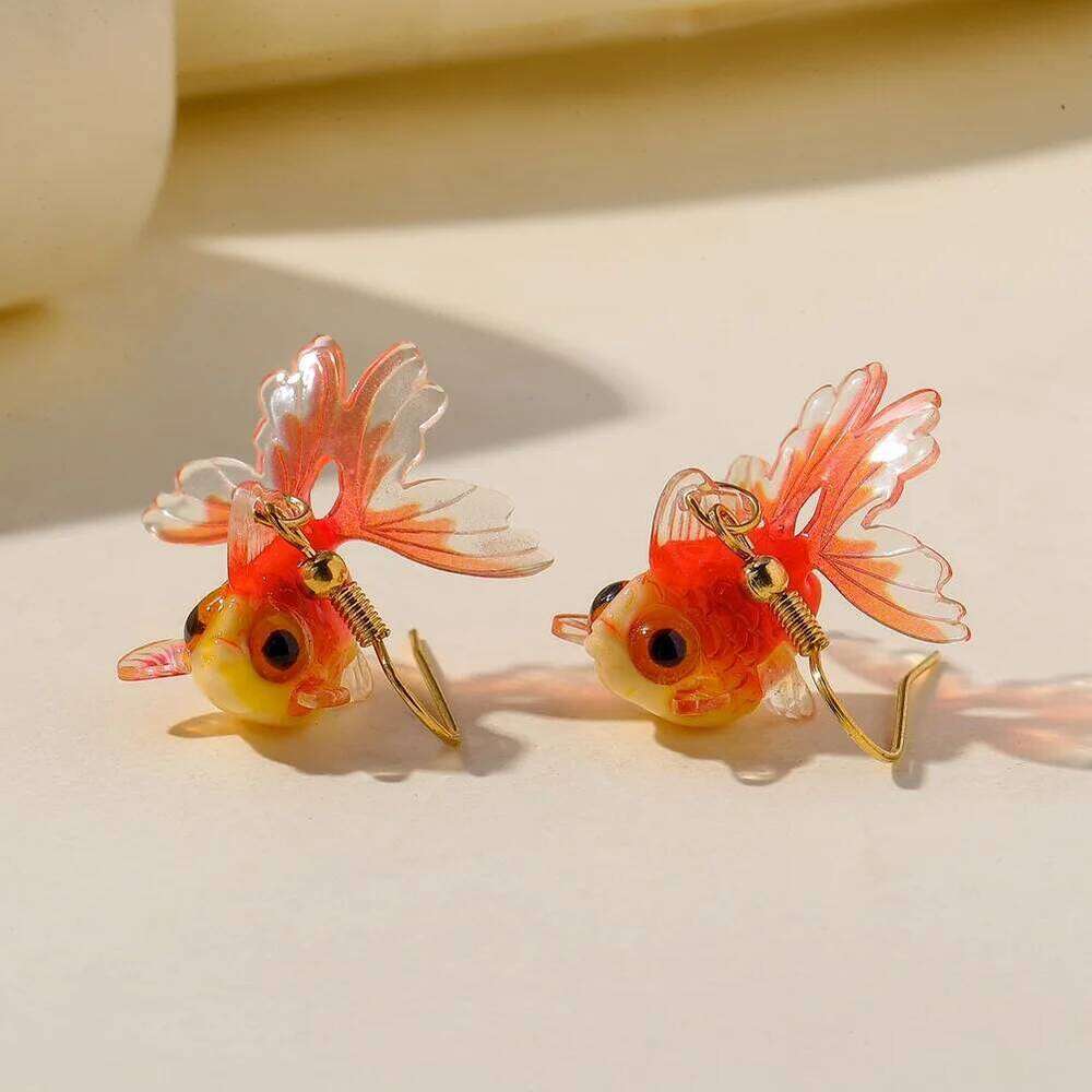 Cute Fish Asymmetrical For Unique Goldfish Pendant Long Fashion Women Koi Earring Design Jewelry Wholesale