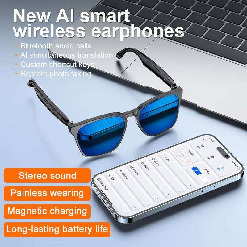 2025 New AI Glasses Multi-language Translation Voice Assistant Magnetic Charging Audio Call Smart Sunglasses