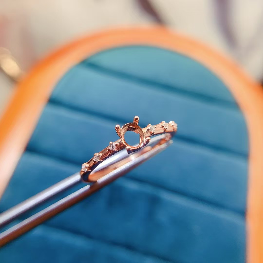 Simple design Ring setting for jewelry making 4mm*6mm oval shape gemstone Semi Mount ring setting with 18K gold plating