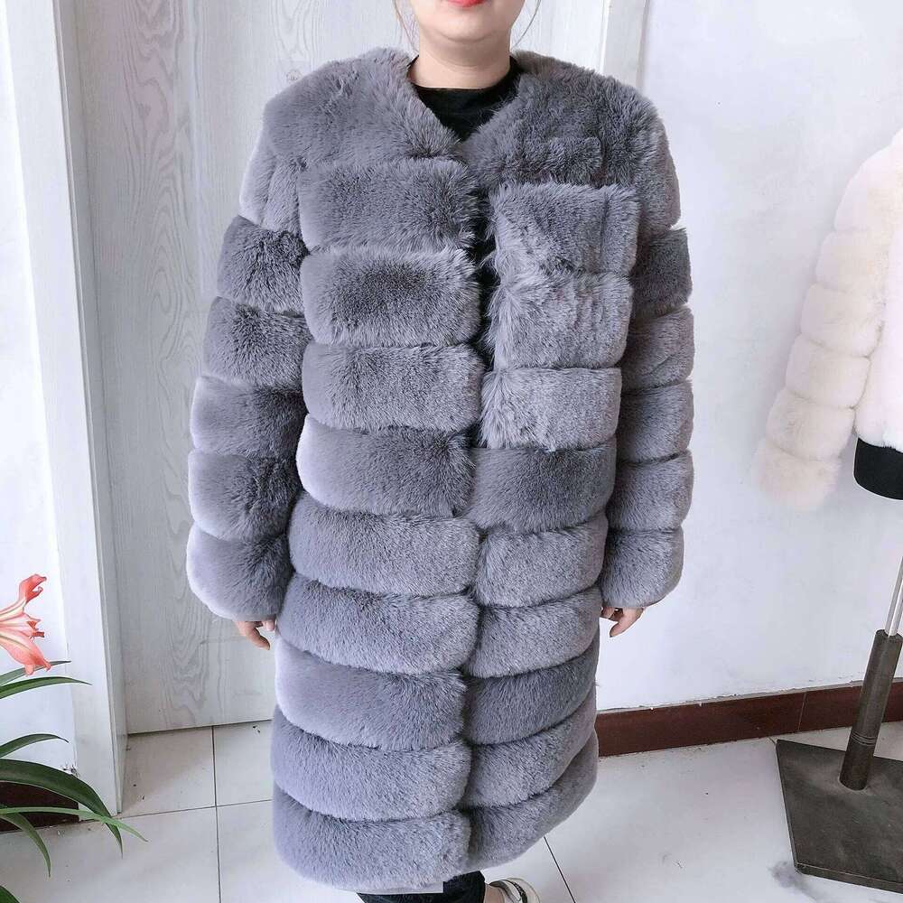 LHXDW LHXDW Women's winter faux fur coat Long faux fox fur coat High quality fluffy 90CM Long artificial fur jacket women