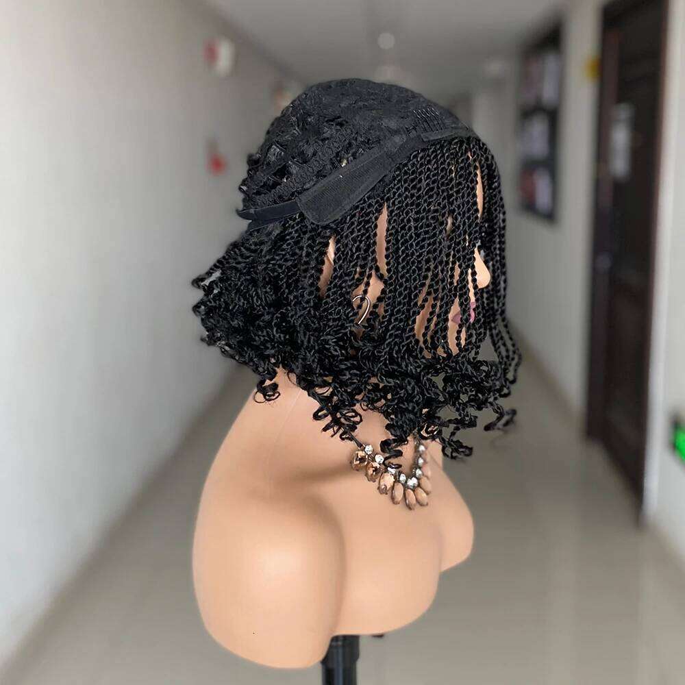 New Box Wigs For Black Women Heat Resistant Crochet Braided African Synthetic Braiding Hair Short Kinky Twist Wig
