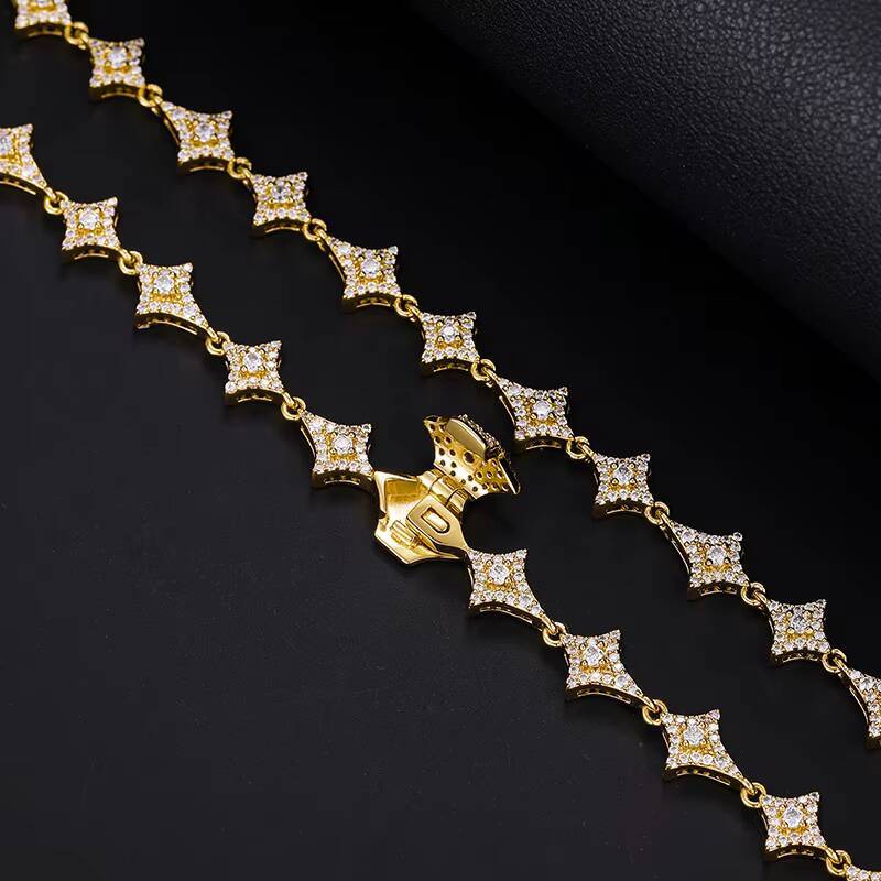 Factory Price Luxury Shinning 8mm 925 Sterling Silver VVS Iced Out Moissanite DiamondThistles and Thorns Link Chain Necklace