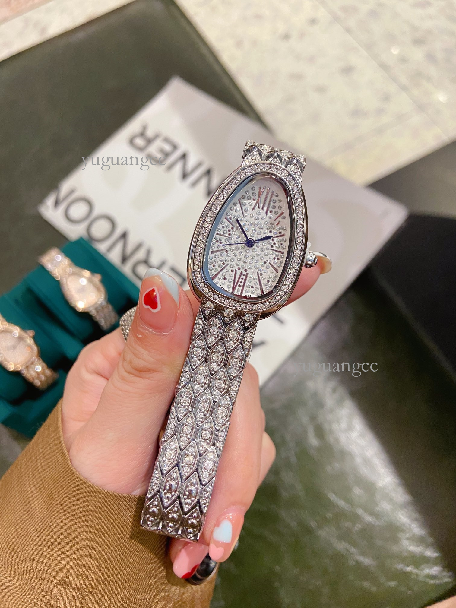 bulgariism watch Designer's classic quartz watch orient retro case week/calendar display sapphire crystal watch woman mirror Elegant and Noble 925
