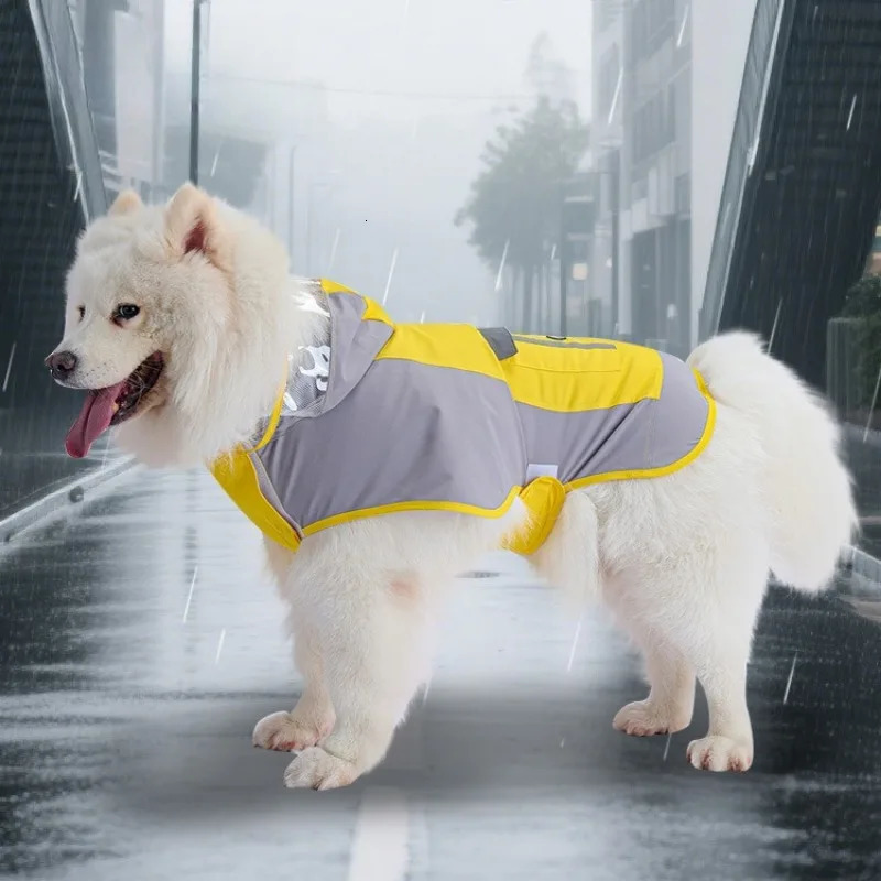 Mesh lined reflective strip dog raincoat waterproof fashionable dog jacket pet dog coat suitable for large pet dogs 250729