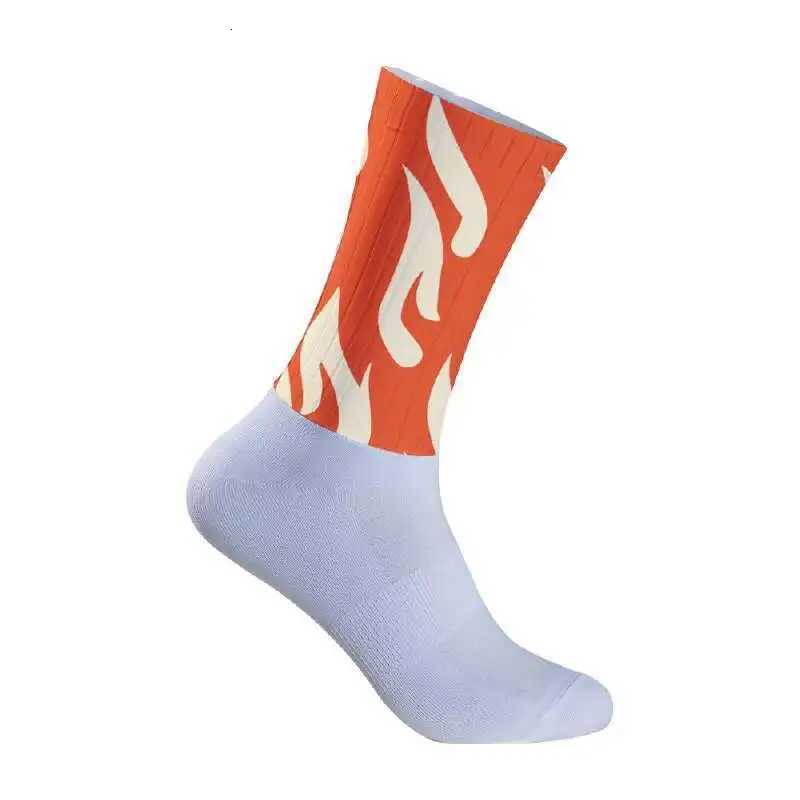 Orange Flame Pattern Sports Socks Cycling Socks Sports Road Bike Socks Z250731