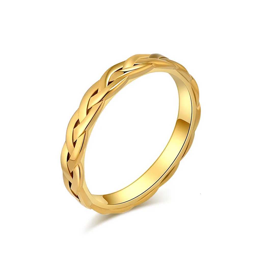 4mm Stainless Steel Link Chain Ring Woven Rings for Women Jewelry Size 5-10 y250730