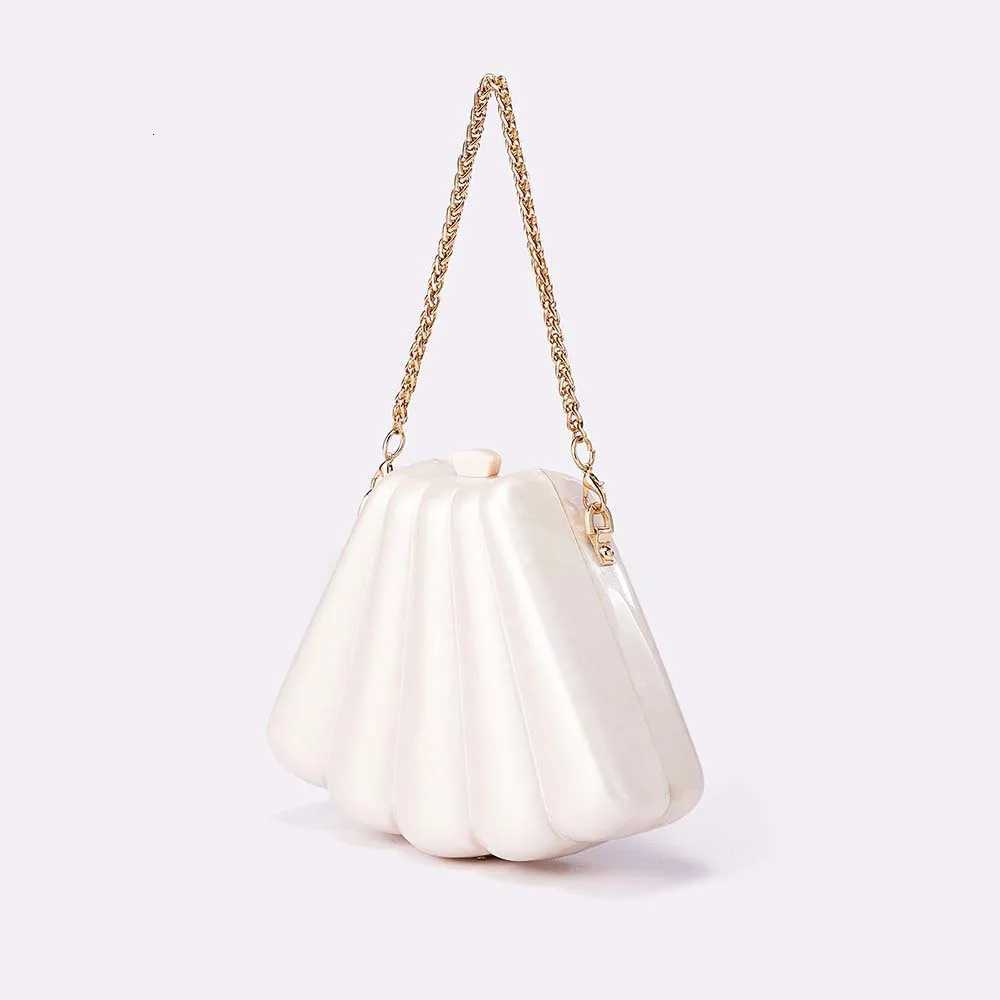 Women Designer Elegant Metal Chain Clutch Purses And Handbags Wedding Party Fan-shaped Female Acrylic Box Evening Bags Y250730