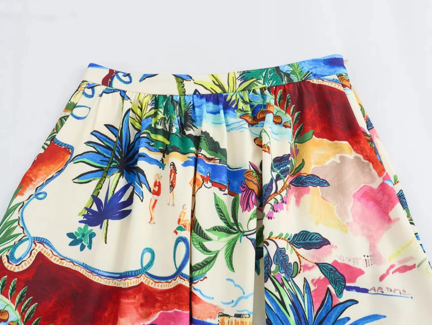 TRAFZA Vintage Casual Chic 2 Piece Set Women Print Short Sleeve Short BlouseFolds Print Long Skirt Fashion Summer Suit 250728
