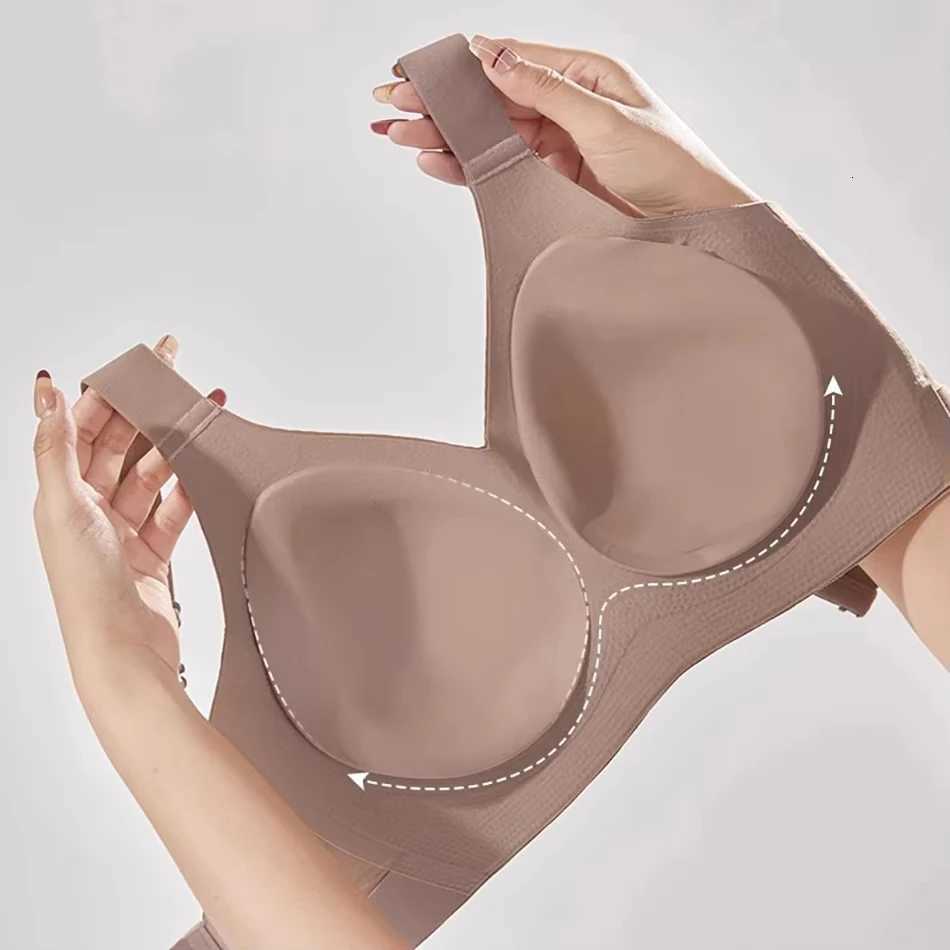 Womens Seamless Underwear Thin Style Large Breasts Small Breasts No Wires Pull-up and Anti-sagging Large Size Bra Z250730