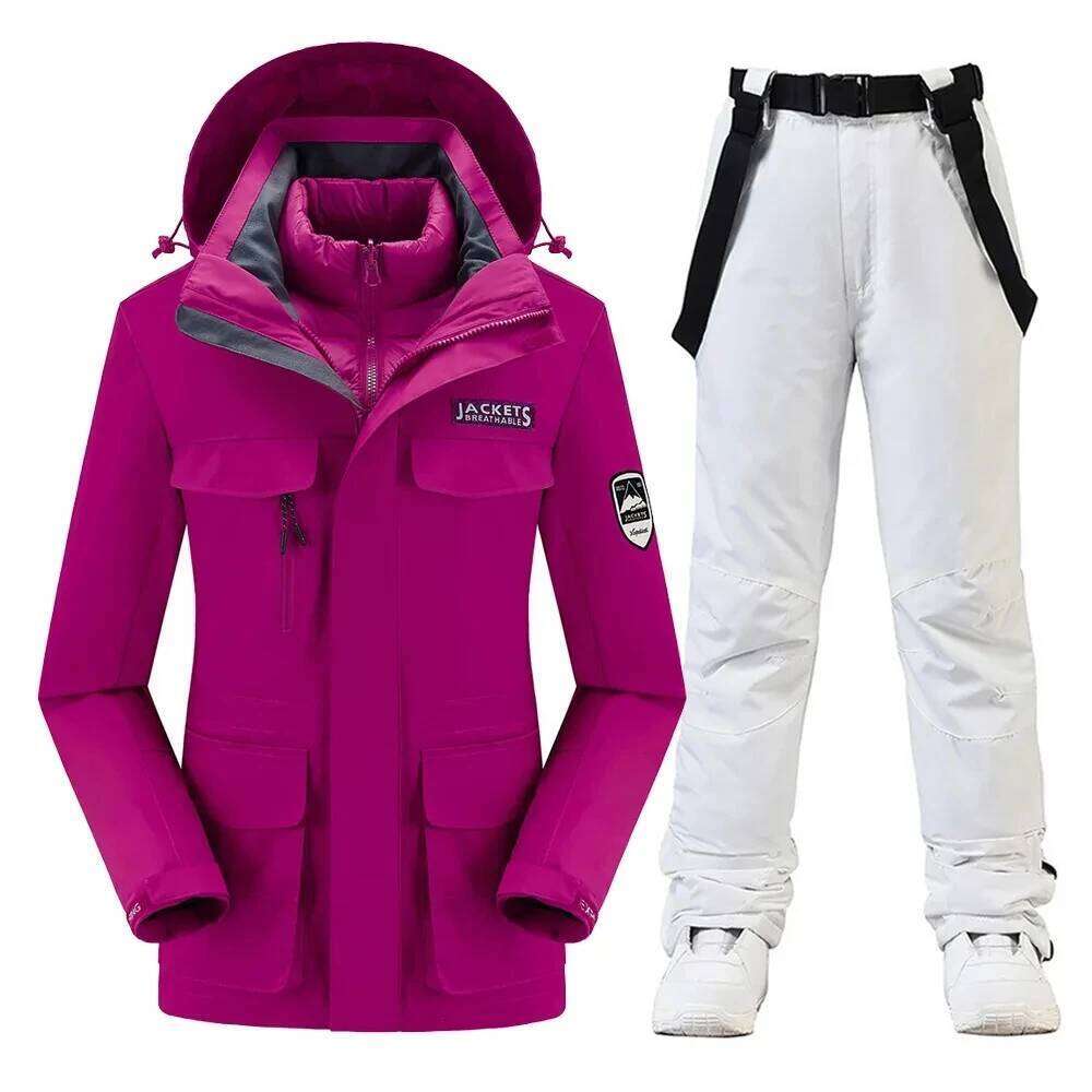 Suit Snowboard Suits New Women Windproof Waterproof Warm Thicken Snow Pants And Down Jacket Clothes Set Winter Ski
