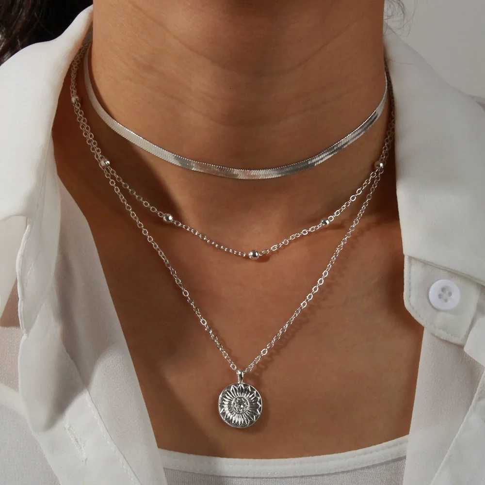 925 Sterling Silver Necklace for Women Gold Silver Color ThreeLayer Round Pendant Necklaces Wedding Engagement Jewelry Z250731 Z250910