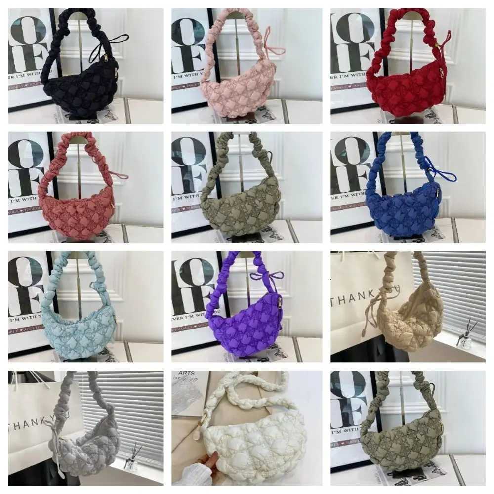 Temperament Space Cotton Korean Shoulder Bag Korean Style Banquet Rhombus Plaid Handbag Solid Color Plaid Bubble Cloud Bag Lady Y250730