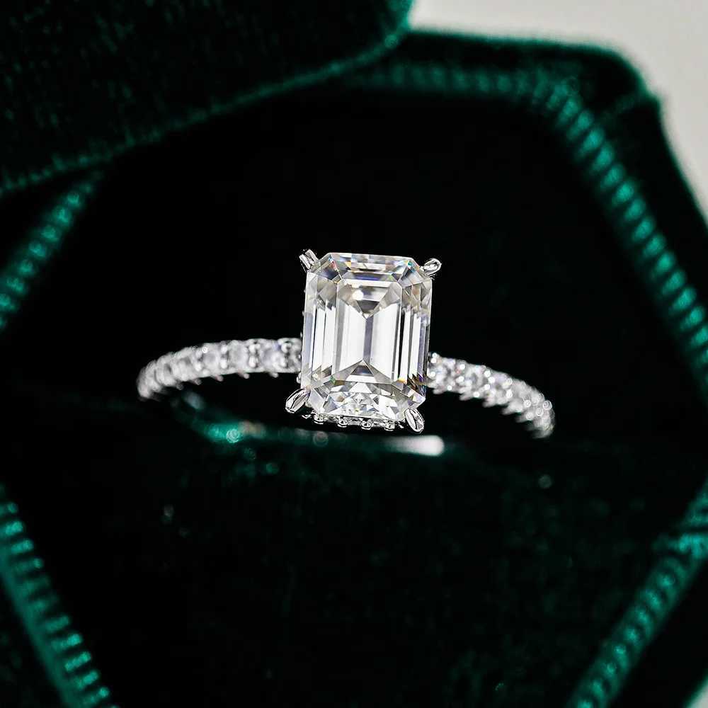 925 Sterling Silver Rectangle Ring 1 Carat Womens Moissanite Ring Perfect for Everyday Wear y250730