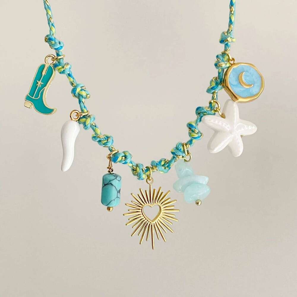 2025 New Stainless Steel Summer Ocean Star Pearl Pendant Dopamine Rope Necklace