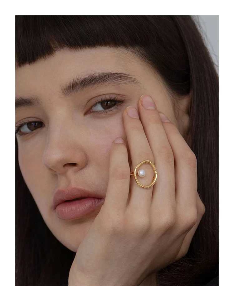 Stainless Steel Ring Korean Imitation Pearls Geometric Index Finger Charming Rings Gift Accessories y250730