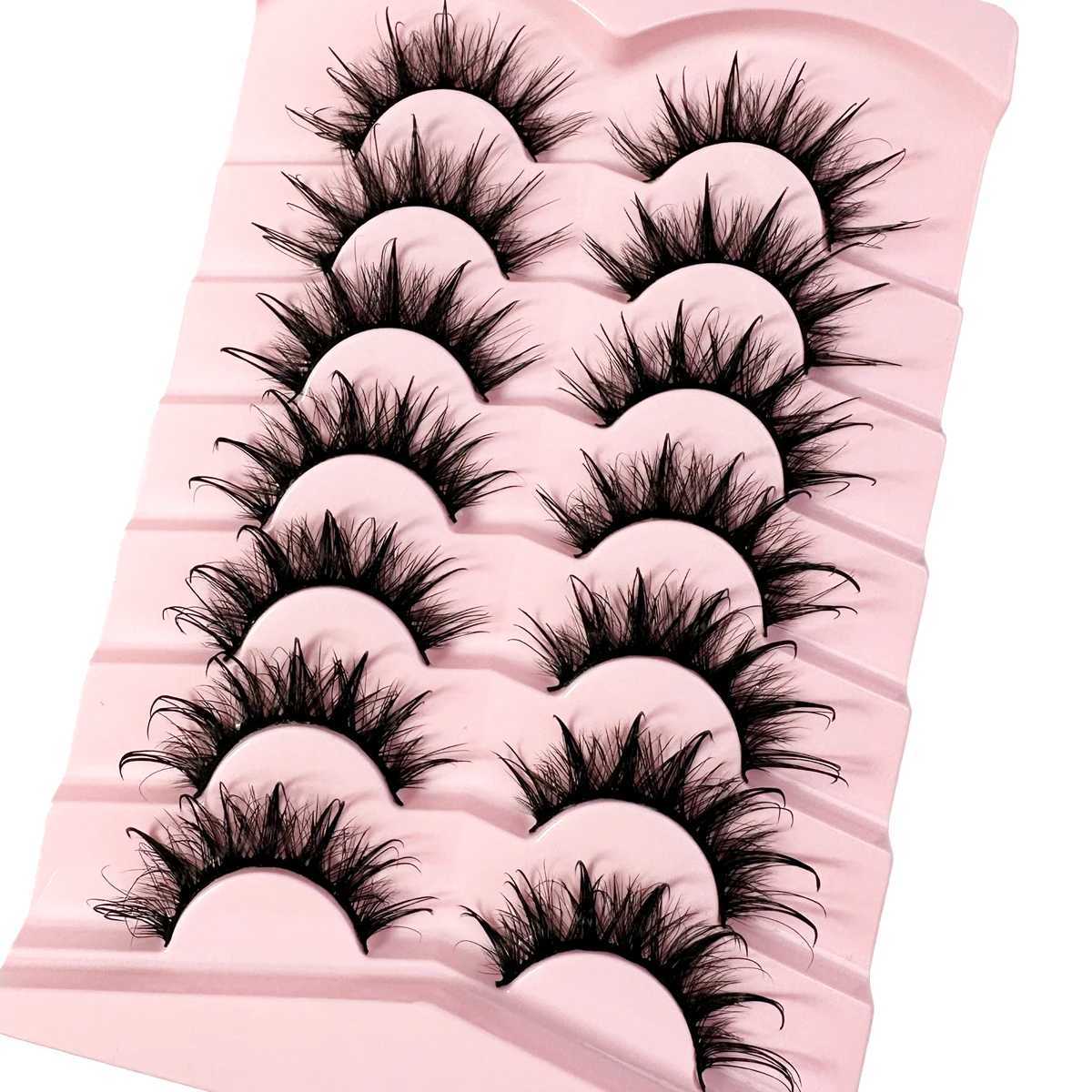 2/7 Wet False Eyelashes Fluffy Fairy Manga Cat Eyelashes 3D Cat Eye Lashes Faux Eyelashes Natural Long Full Strip Winged Lashes Z250730