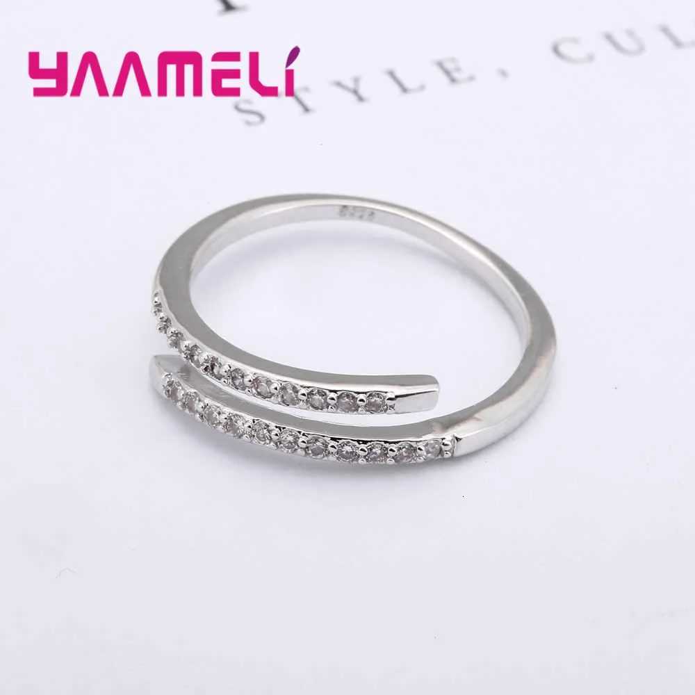 925 Sterling Silver Jewelry Fashion Simple Open Design Ring Personality Female Adjustable Rings Wedding Rings for Ladies y250730