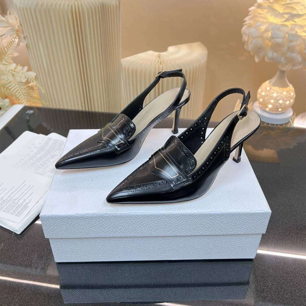 Women Size35-42 Genuine Leather Pumps Slingbacks Super High Heels Sandals Pointed Toe Designer Shoes Zapatillas De Mujer ad3