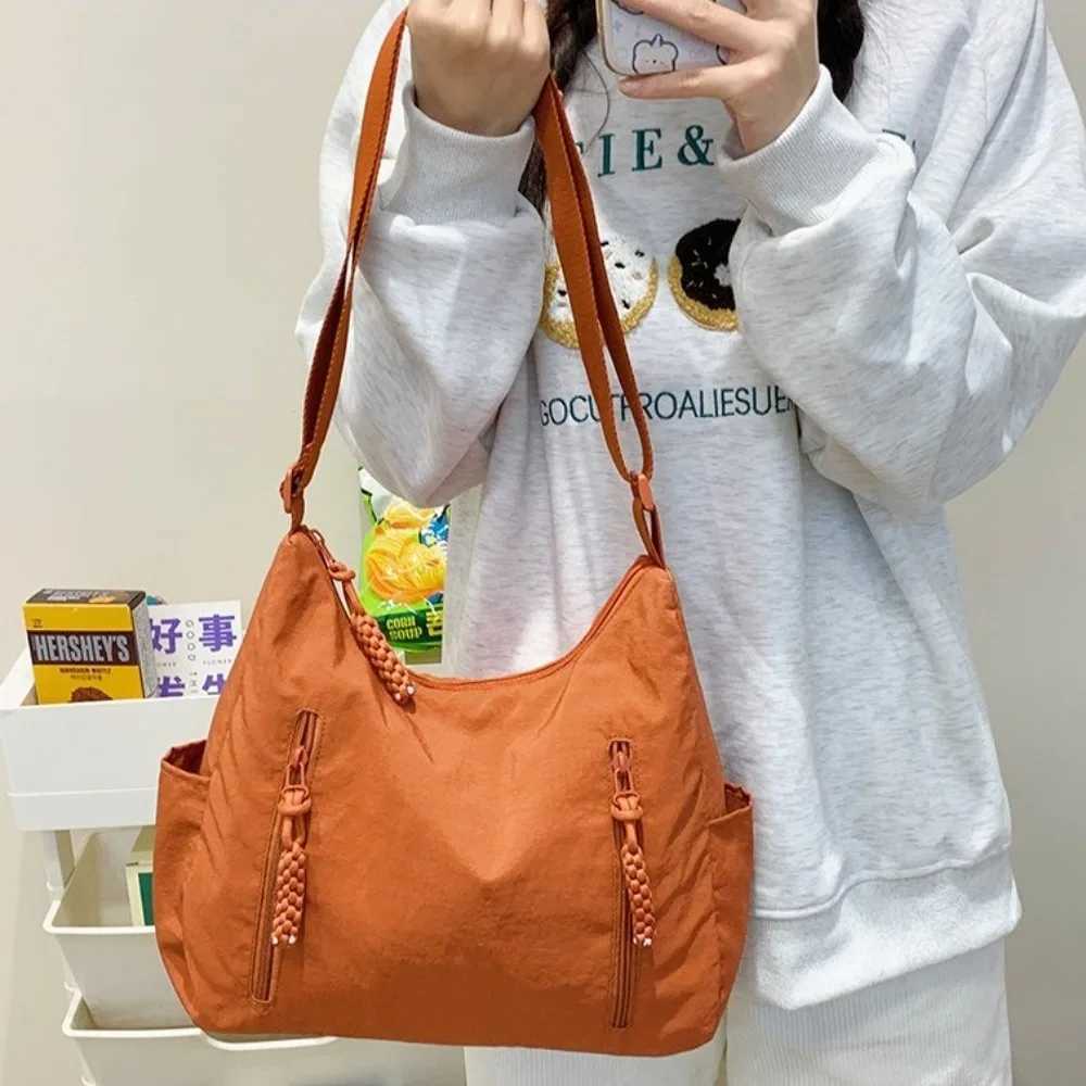 Solid Color Oxford Cloth Crossbody Bag Korean Style Multi-Pocket Single Shoulder Bag Adjustable Straps Large Capacity Y250730