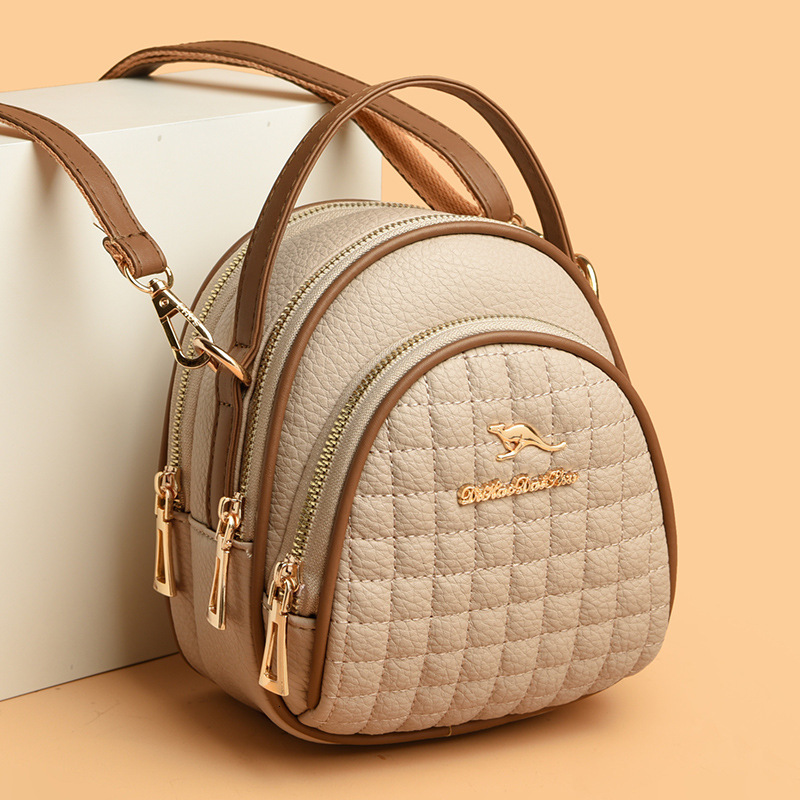 2025 Summer New Women's Shoulder Bag Summer Soft Leather Crossbody Bag Lychee Patterned Diamond Grid Niche Design Small Round Bag New Designer Lu