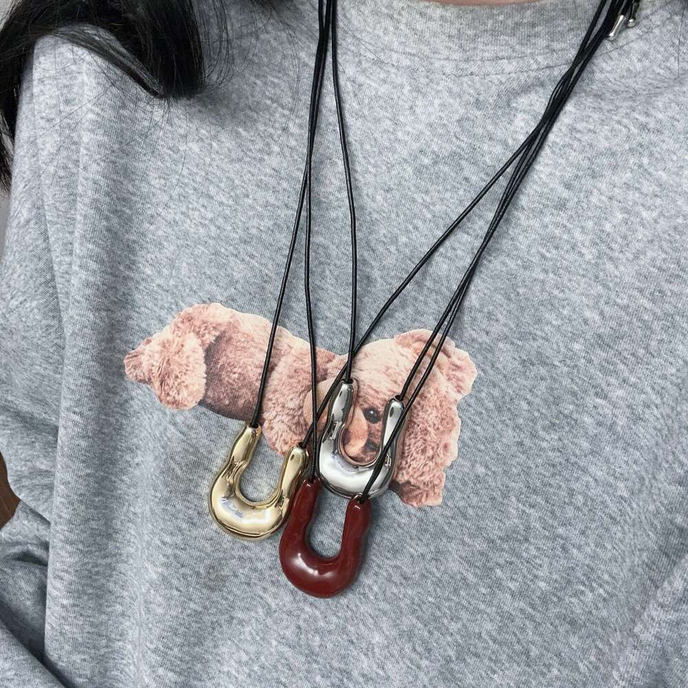 U-Shaped Metal Horseshoe Necklace for Women, Autumn and Winter Light Niche Long Pendant Accessory with a Sense of Sophistication, Sweater Chain 790