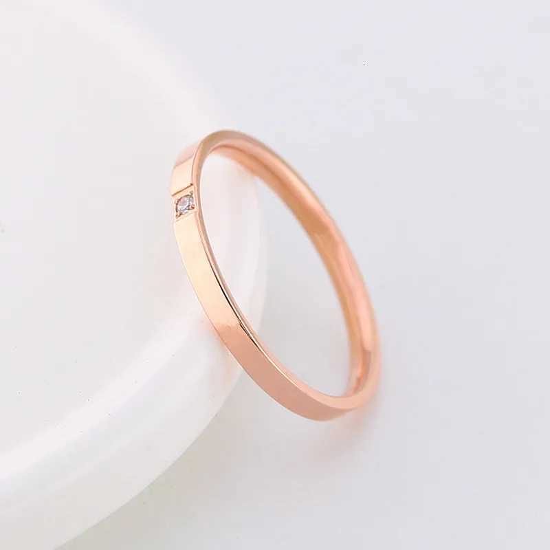 Round Titanium Steel Cubic Zirconia Rings For Women Minimalist Stainless Steel Thin Finger Pinky Ring Jewelry Accessories y250730