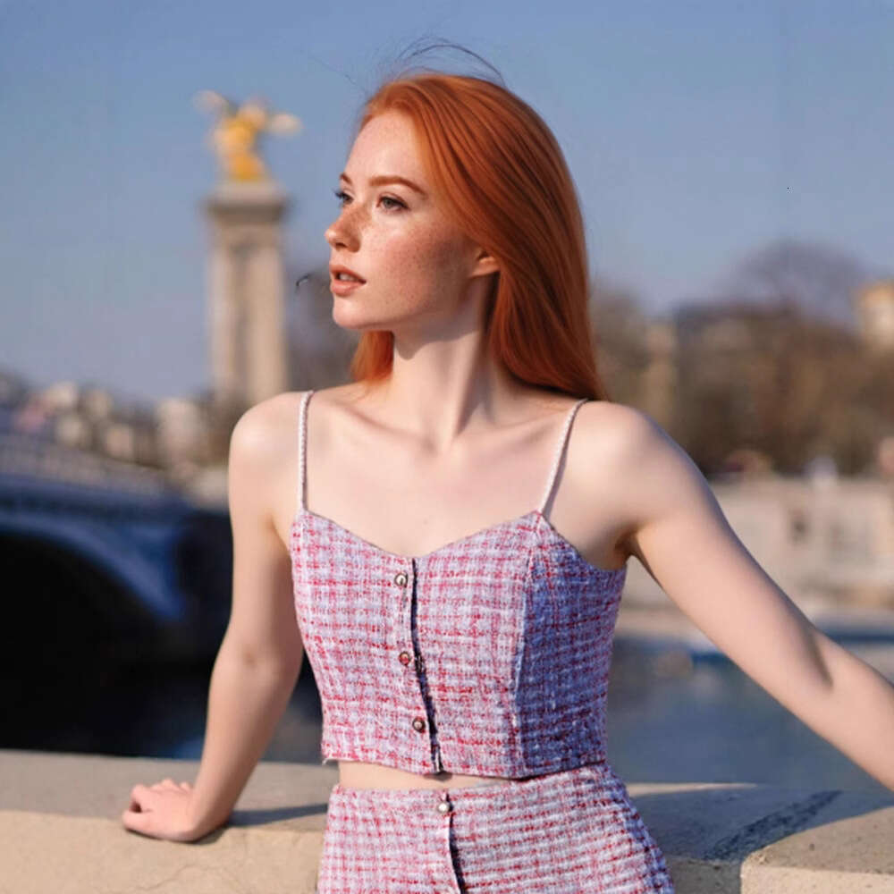 Spicy Girl French Style Sexy Plaid Camisole Top and Skirt Set for Women 2025 Summer New