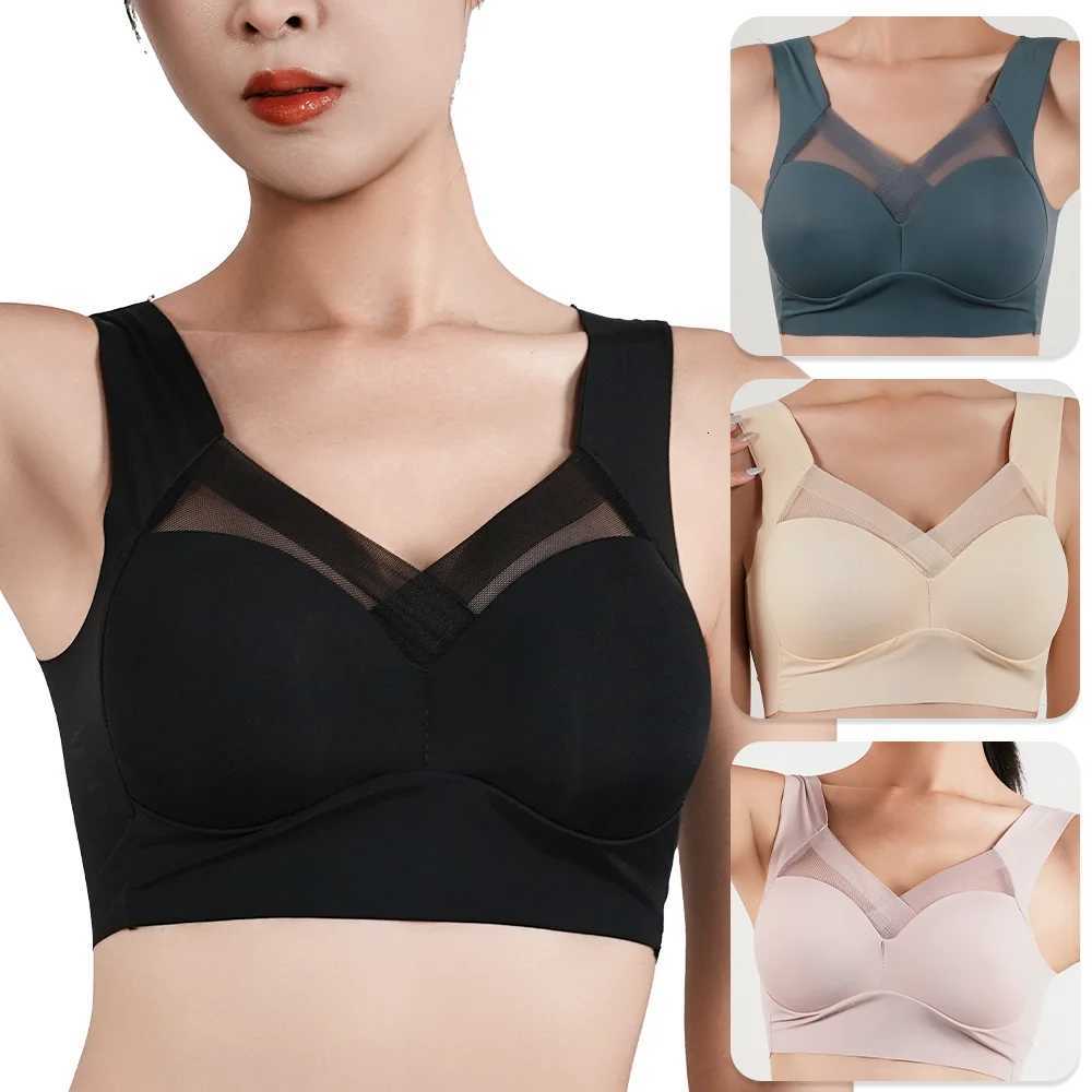 Womens Strappy Push Up Bra Seamless Padded Tops Casual Plus Size Soft Wireless Woman Bras XL-6XL Ice Silk Underwear Z250730