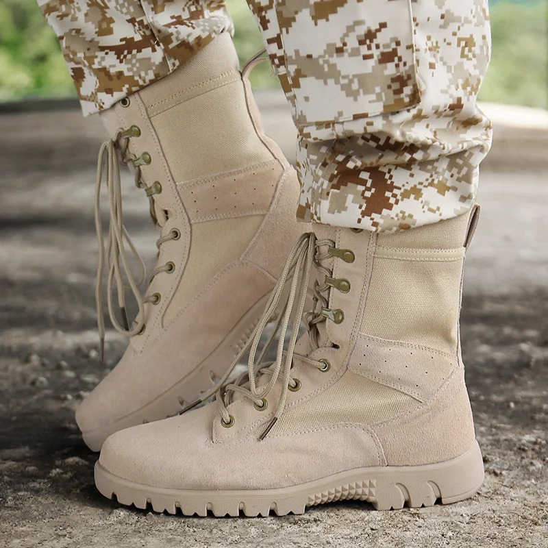 Mens High Top Training Boots Genuine Leather Boots Outdoor Anti slip Wear-resistant Hiking Work shoes Fashionable Sneaker 250729