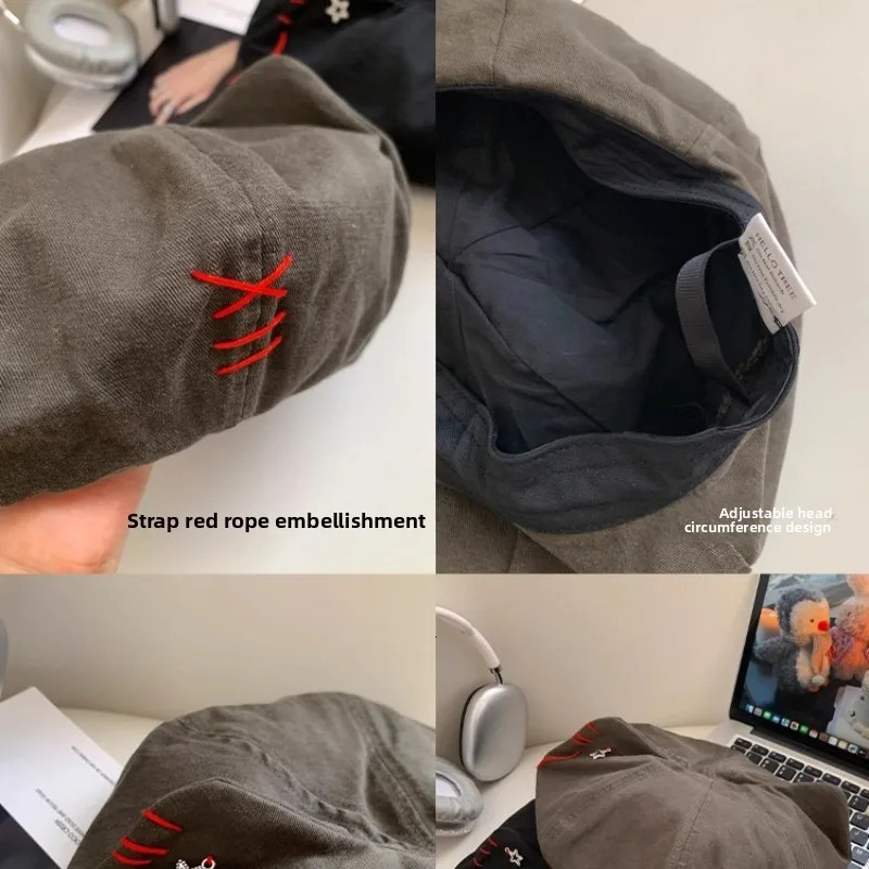 Japanese Cute Cat Ear Beret Womens Sweet and Cool Fashion Hats Niche Cloud Painter Hat 250730