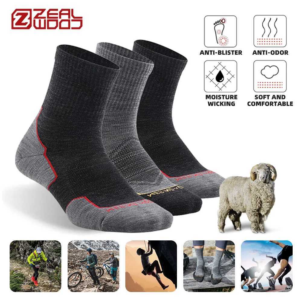 ZEALWOOD Marathon Running Socks Mens Womens Outdoor Merino Wool Sports Compression Socks Breathable Cushion Cycling 1/3 Pairs Z250731