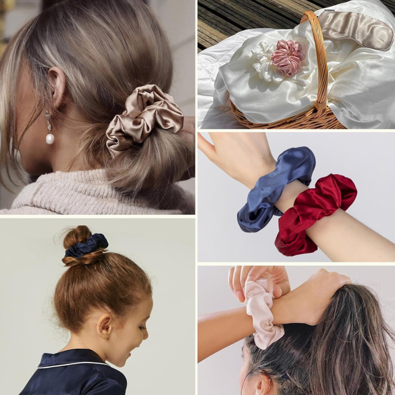 LILYSILK Scrunchies for Frizz&Breakage Prevention, 100% Mulberry Hair Ties No Damage, Elastic Silk ponytail Holders, 1Pc, Black