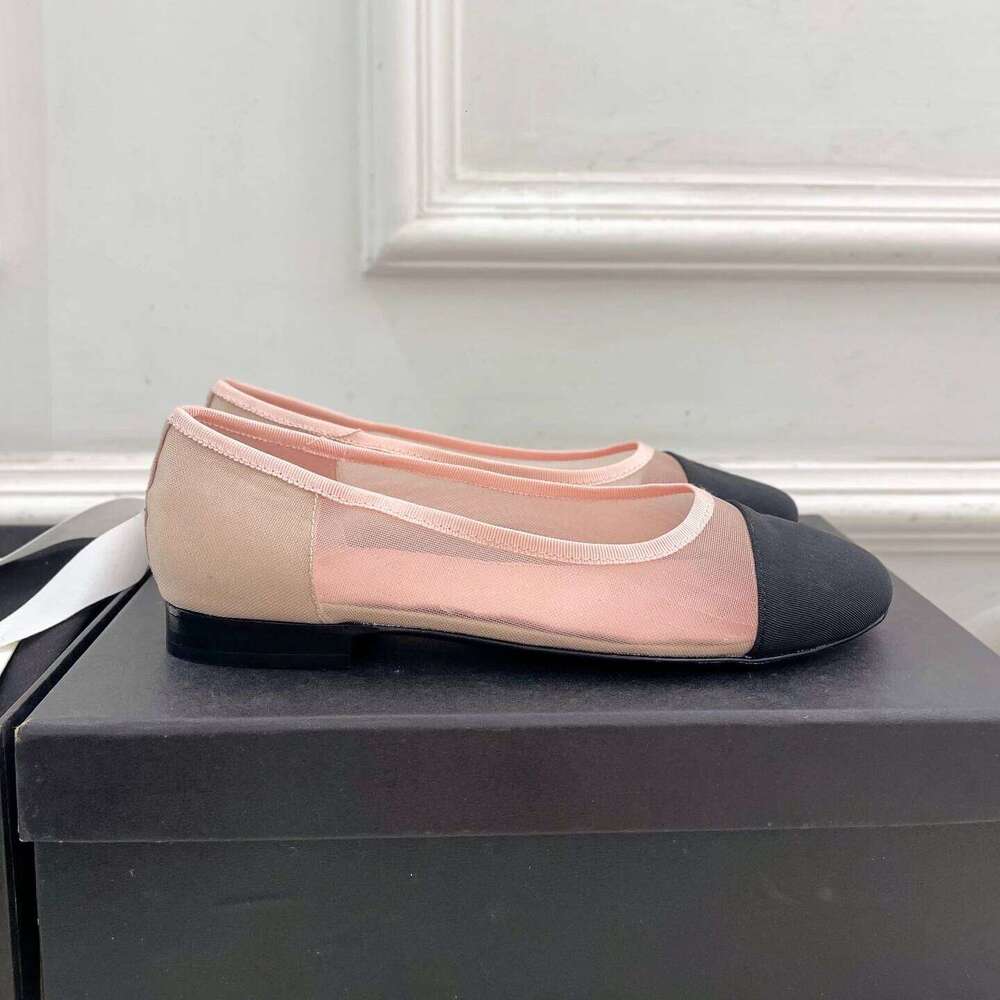 Women Size35-41 Mesh Genuine Leather Ballet Flats Round Toe Slip On Mixed Color Leisure Designer Shoes Zapatillas De Mujer f70