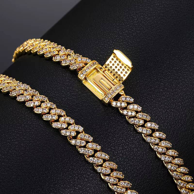 High Quality Luxury Jewelry 6mm 18K Gold Plated 925 Sterling Silver VVS Moissanite Iced Out Miami Cuban Link Chain Necklace