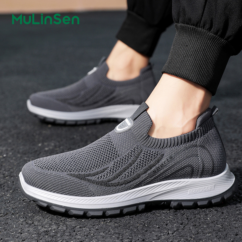 Mulinsen mesh shoes men's spring and summer breathable mesh fly woven slip-on old Beijing middle-aged and elderly comfortable old man dad shoes