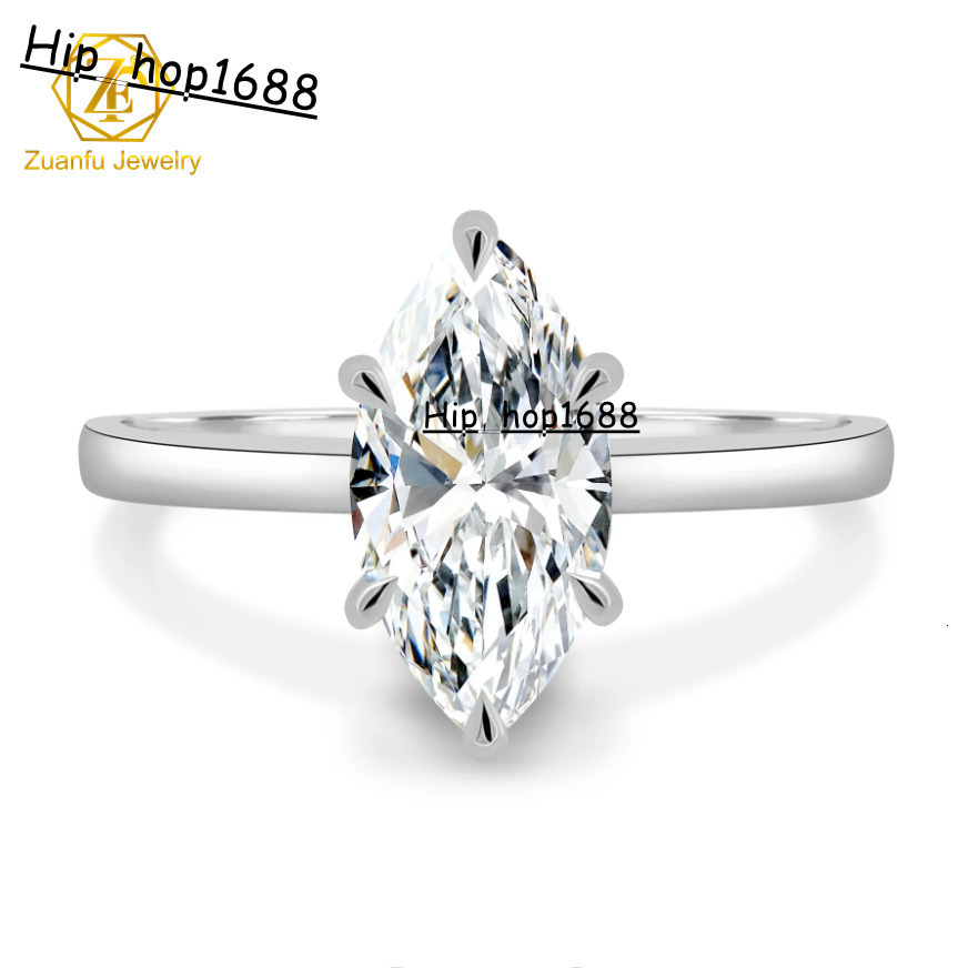 Fine Jewelry Rings 925 Sterling Silver 9K 14K 18K Real Gold Engagement Wedding Marquise Cut 2CT Moissanite Diamond Ring