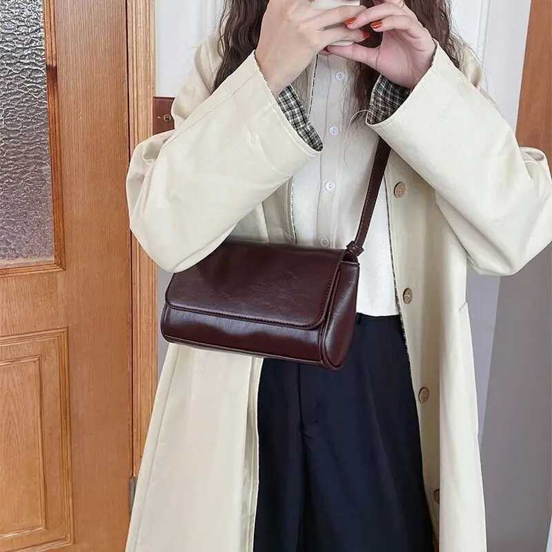 Simple Solid Color Square Womens Shoulder Bag Sweet Fashion Ladies Underarm Bags Casual Pu Leather Female Change Purse Y250730