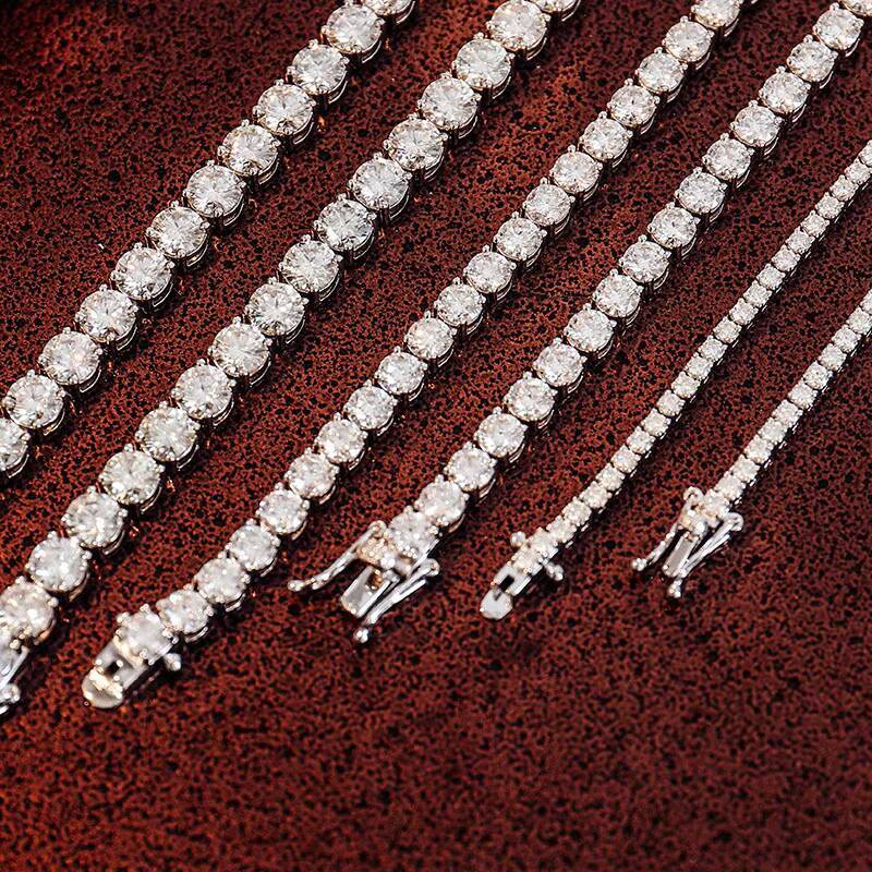Factory wholesale 2mm 3mm 4mm 5mm 6mm moissanite tennis chain 925 sterling silver hip hop tennis necklace from manufacturer
