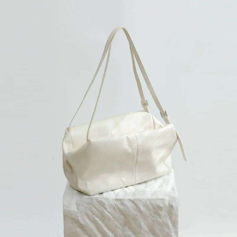 First layer cowhide shoulder 2025 new niche leather capacity lazy style high-end women's one-shoulder large tote bag
