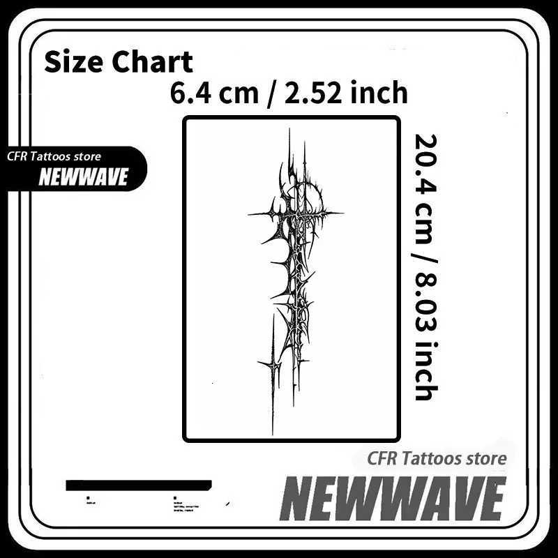 Temporary Tattoos American Gothic Dark Bramble Cross Belly Herbal Juice Tattoo Stickers Waterproof Fake Tattoo Party Gifts Z250731