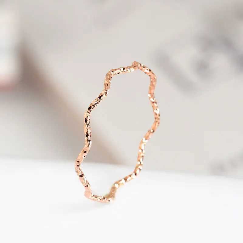 Fashion Retro Stainless Steel Wave Design Knuckle Rings for Women Rose Gold Color Simple Girl Gift Size 5-10 1mm Thin Ring y250730