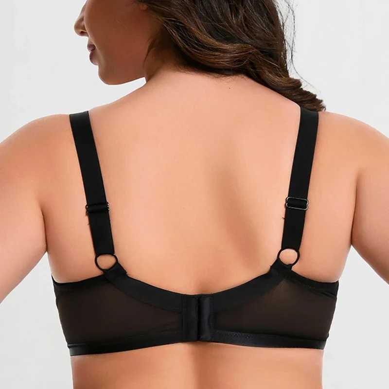 Sexy Womens Lace Sheer Minimizer Bra 75D-95K Non Padded Underwire Female Breathable Flower Embroidery Plus Size Lingerie Z250730