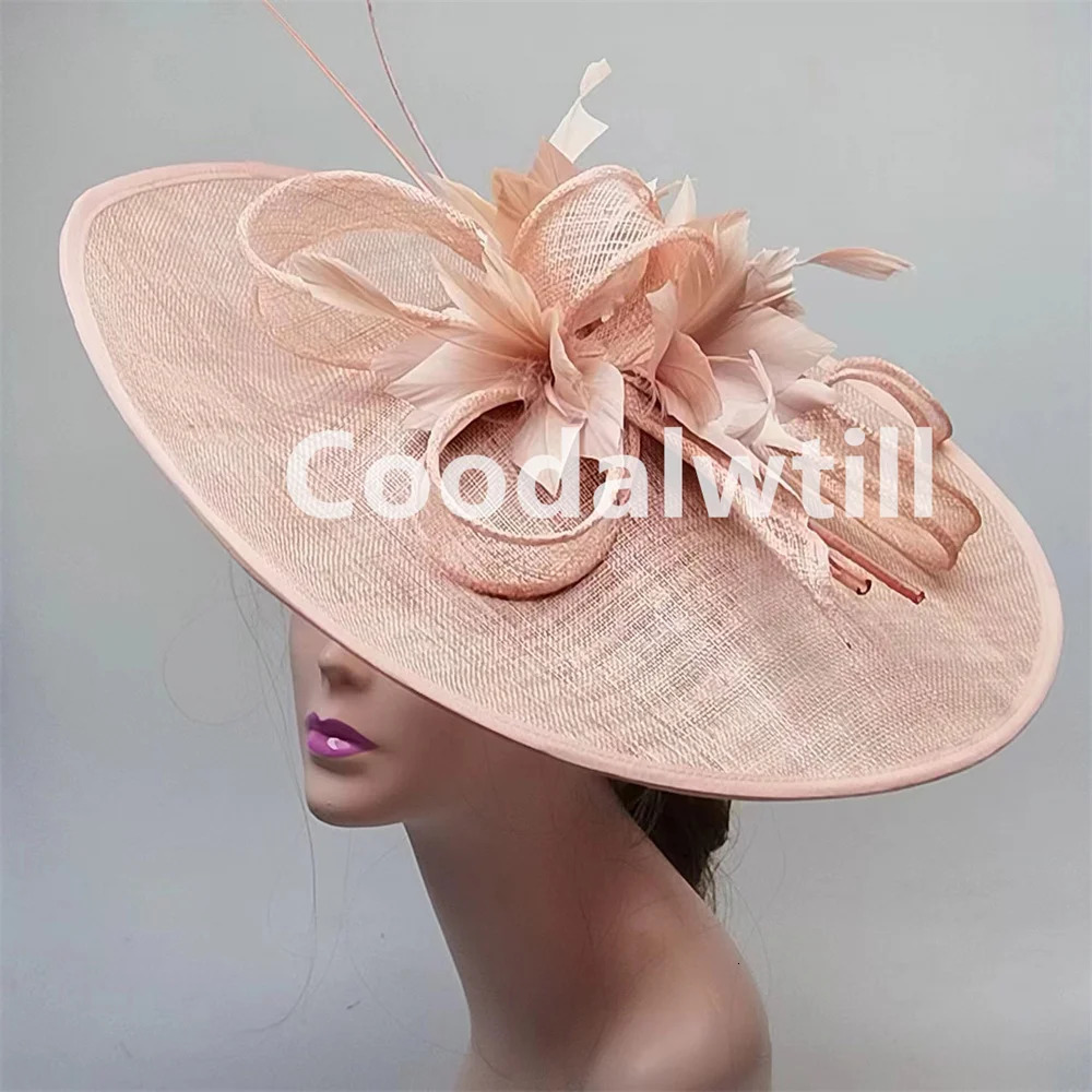 Royal Ascot Big Fascinator Hat Women Feather Large Hat Fascinator Party Wedding Headpiece Flower Church Chapeau 250729