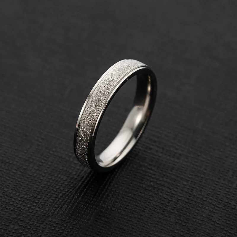 2/4/6MM Width Stainless Steel Frosted Thin Engagement Rings For Women Men Vintage Fashion Silver Color Wedding Bands Jewelry y250730