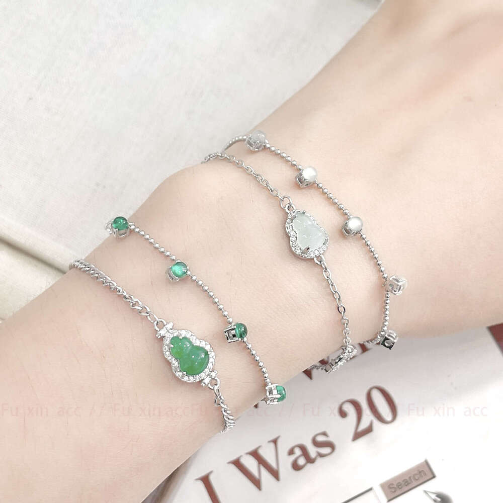 Wealth and Prosperity New Chinese Style Natural Jade Gourd Adjustable Lucky Bracelet Jewelry b5d