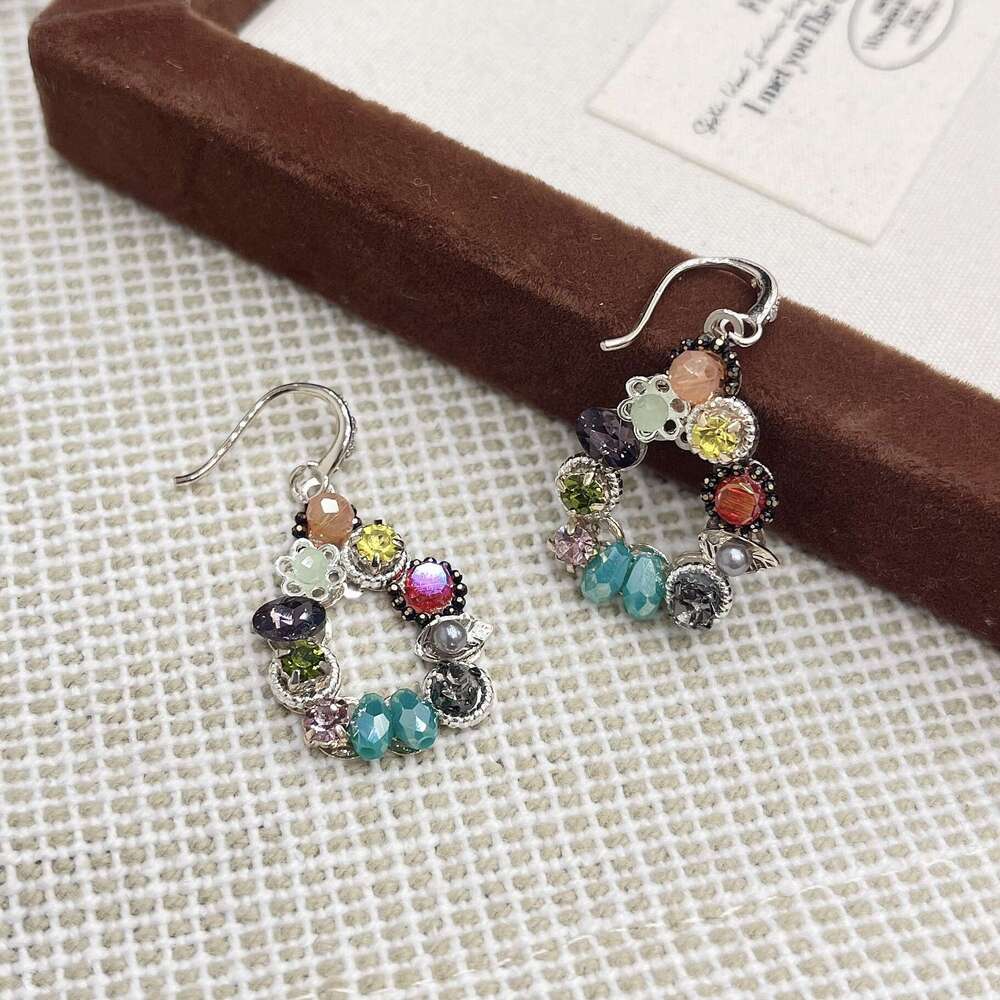 Korean Version Heavy Craft Light Colorful Zircon Beaded Earrings 2025 New Style Elegant High-end Fashion Trend 7d8