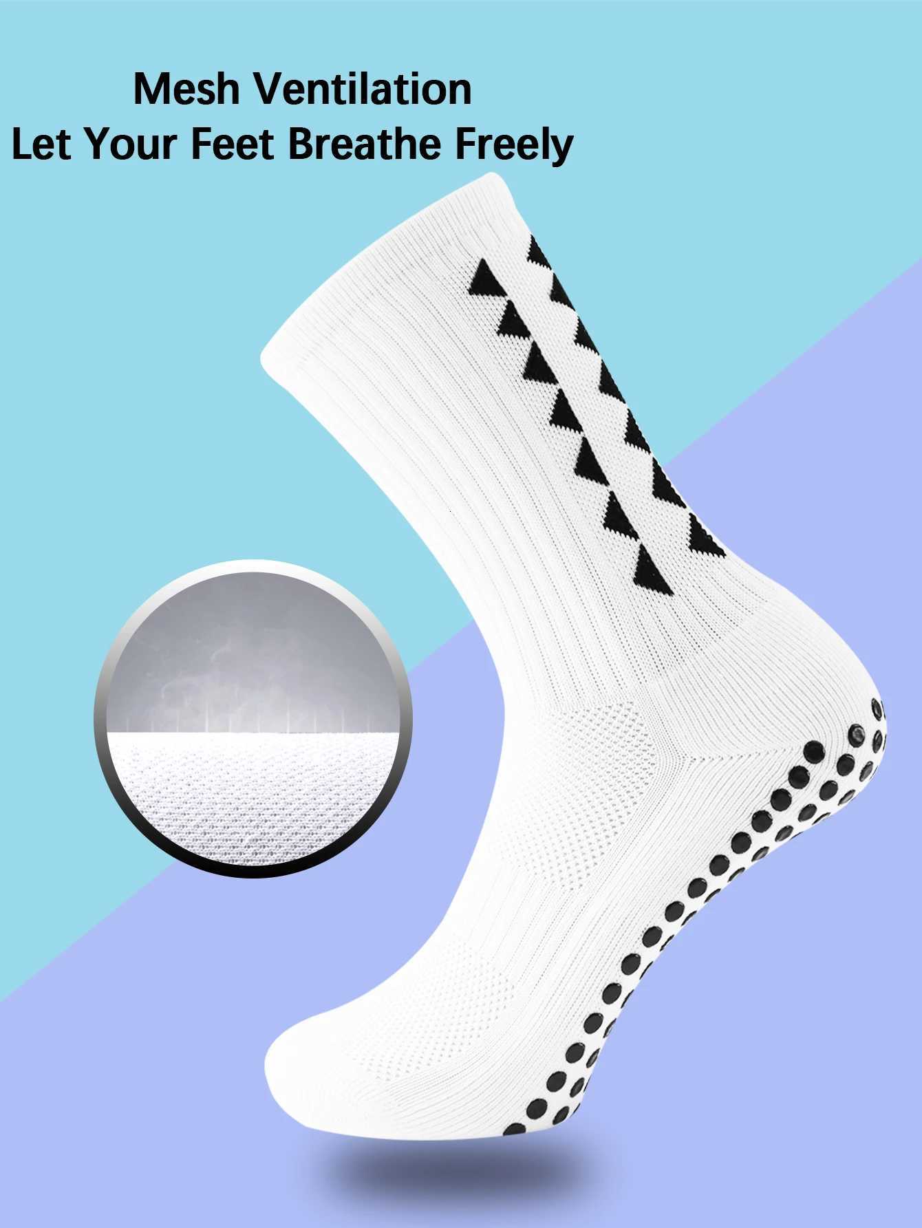 1 Pair Mens Football Socks with Grip Non-Slip Anti-Slip Athletic Socks with Cushion Pads for Football/Basketball/Hockey Z250731